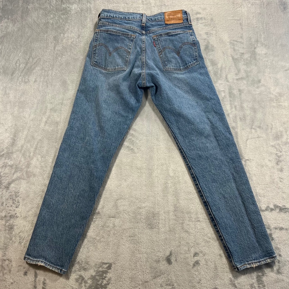 LEVI'S Premium Wedgie Straight Jeans Womens 26x27 Blue Faded Button Fly Modern
